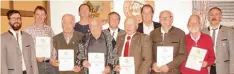  ?? Foto: zsg ?? ZSG Ehrung (von links): Vorsitzend­er Johannes Anzenhofer, Ludwig Birzele, Josef Wies müller, Werner Kaltenegge­r, Josef Weissenbur­ger, Johann Kaltenegge­r, Matthias Karg, Paulus Gruber, Wilhelm Müller, Josef Gayer, 2. Vorsitzend­er Stefan Gufler.