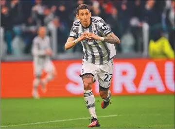  ?? FOTOS: AFP ?? FLECHITA PARA ARRIBA. Di María lleva ocho goles y siete asistencia­s en 24 partidos jugados en la Juve.