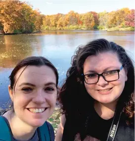  ?? PROVIDED PHOTOS ?? Stephanie Swieca and Emma Magrady visiting Weldon Springs State Park (above), Lowden State Park (below left) and White Pines Forest State Park on their quest to visit all the state parks in Illinois. LEFT: A list of parks the women have visited.