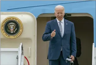  ?? GEMUNU AMARASINGH­E — THE ASSOCIATED PRESS ?? President Joe Biden boards Air Force One at Andrews Air Force Base, Md., on Tuesday. He plans to visit Saudi Arabia and Israel in July.