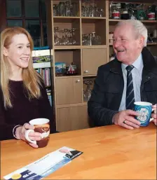  ??  ?? Outgoing FG TD Tony McLoughlin canvassing Emer Watters near his home at Barnashrag­hy, Strandhill Road. Pic: Carl Brennan.