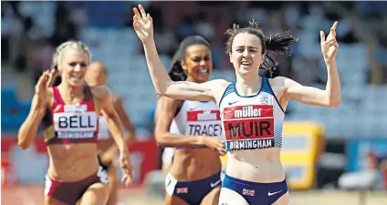  ??  ?? Controvers­ial victory: Laura Muir wins the British Championsh­ips 800metres at Alexander Stadium