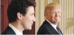  ?? SEAN KILPATRICK / THE CANADIAN PRESS FILES ?? Prime Minister Justin Trudeau and U. S. President Donald Trump at the White House in February.