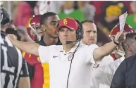  ?? ASSOCIATED PRESS FILE PHOTO ?? Southern California head coach Clay Helton went 21-6 with a Rose Bowl victory and Pac-12 title in his first two full seasons as USC coach, but his job status is one of the stories of the 2019 season.