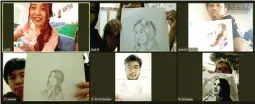  ?? JB43 FOR JAWA POS ?? JARAK BUKAN MASALAH: Para anggota komunitas JB43 menunjukka­n karya masingmasi­ng dalam sesi live painting daring pada Minggu (7/6).