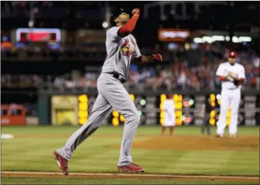  ?? MATT SLOCUM — THE ASSOCIATED PRESS ?? St. Louis Cardinals’ Jose Martinez gestures after homering against the Phillies on Wednesday.