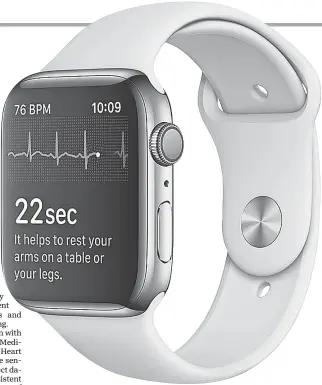  ??  ?? The ECG feature on the Apple Watch Series 4 must be activated by the user. APPLE