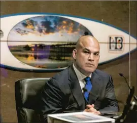  ?? Scott Smeltzer Daily Pilot ?? TITO ORTIZ, who gained attention for acting like Orange County’s own Donald Trump, resigned as Huntington Beach mayor pro tem earlier this month.