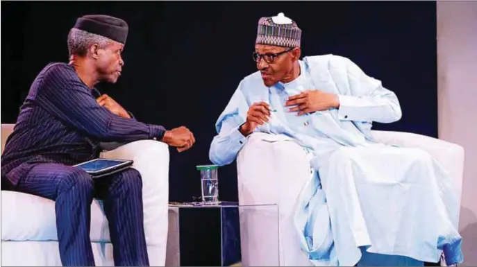  ??  ?? Buhari and Osinbajo at the townhall meeting tagged The Candidates