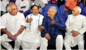  ?? — BUNNY SMITH ?? Congress leader Jairam Ramesh, former JD( U) leader Sharad Yadav, CPM’s Sitaram Yechury and former Vice President Hamid Ansari during the book release in New Delhi on Tuesday.