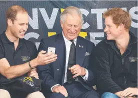  ?? ?? Prince William, Charles and Prince Harry at the Invictus Games in London a decade ago. The Royal Family has since drifted apart, with the estranged Harry living in California with his American wife. Picture: Getty Images