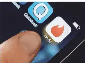  ?? FOTO: DPA ?? Die App Tinder wird von Millionen Menschen weltweit für die Partnersuc­he genutzt.