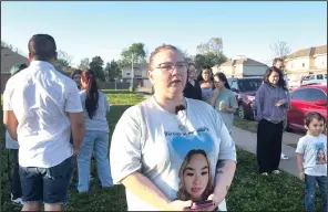  ?? (NWA Democrat-Gazette/Tracy Neal) ?? Laquita Nguyen speaks Saturday during a balloon launch event in honor of her 18-year-old daughter who was killed two years ago.