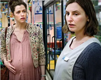 ??  ?? MUM’S THE WORD: Laura Carmichael as the troubled Agatha with, far left, Jessica De Gouw as wealthy blogger Meghan