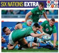  ?? GETTY IMAGES ?? Saving the day: Murray scores Ireland’s bonus-point try in Rome