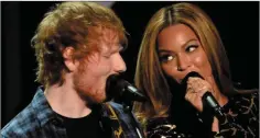  ??  ?? Ed Sheeran and Beyonce: favourites for Christmas No. 1 spot.