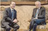  ?? ANSA ?? Quirinale.
Il presidente Sergio Mattarella ( destra) con il presidente israeliano Isaac Herzog: « Grande amicizia lega Italia a Israele » , ha detto Mattarella