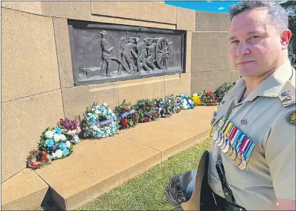  ?? PHOTO: DUBBO PHOTO NEWS. ?? Lt Col Al Charry, a former captain at Dubbo Christian School, was guest speaker at this year’s Anzac Day ceremonies in Dubbo. The next day, he was a special guest at his old school.