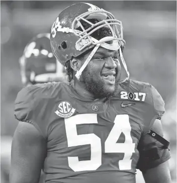  ?? KIM KLEMENT, USA TODAY SPORTS ?? Dalvin Tomlinson, above, doesn’t get the same attention as Alabama teammate Jonathan Allen, but he could be a valuable NFL contributo­r.