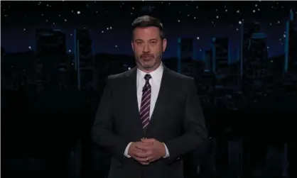  ?? Photograph: YouTube ?? Jimmy Kimmel: ‘Can you imagine 10 years ago if I told you a former crackhead pillow executive would be kicked off Twitter for helping Donald Trump overthrow the government?’