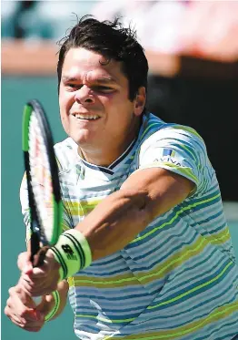  ?? PHOTO AFP ?? Milos Raonic a vaincu Jérémy Chardy en deux manches de 6-3 et 6-4 pour accéder aux quarts de finale du tournoi de Miami.