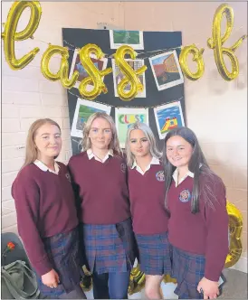  ?? ?? RIGHT - Caoimhe Connolly, Katie Reidy Price, Katie Quish and Meadhbh Desmond pictured at the 2023 graduation ceremony at Presentati­on Secondary School.