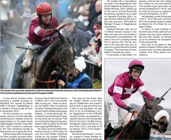  ??  ?? Champagne Classic and JJ Slevin on their way to winning at Cheltenham on Michael O”Leary’s ‘worst horse’, to give Gordon Elliott his first Festival leading trainer award.