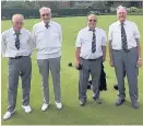  ??  ?? Pairs winners and runners-up John Sinclair, Robert Perti, Sandy Scrimgeour and Geoff McNee