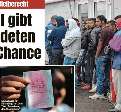  ?? ?? Ein Ausweis für Flüchtling­e mit dem Titel „Aussetzung der Abschiebun­g“