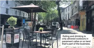  ??  ?? Eating and drinking is only allowed outdoors in pavement cafes or on land that’s part of the business.