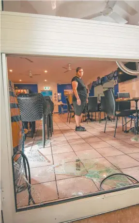  ?? ?? Foula Karambetis met chaos at work as thieves broke in and destroyed property at Kalidonis Taverna. Picture: Glenn Campbell