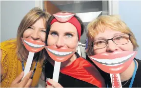  ??  ?? Staff from the NHS oral health improvemen­t team pictured from left Sharon Gray, Suzanne Algeo and Helen Bruce Shining example