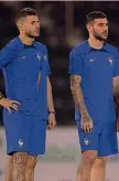  ?? AFP ?? Fratelli Lucas, 26 anni, con Theo Hernandez, 25, in allenament­o