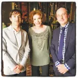  ?? Catherine Bigelow / Special to The Chronicle ?? Composer Mason Bates (left), Ann Getty and S.F. Opera General Director Matthew Shilvock at a listening party hosted by the Gettys.