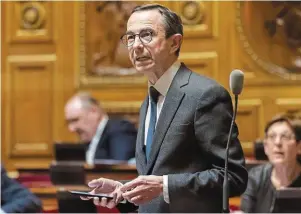  ?? | PHOTO : VINCENT ISORE, IP3 PRESS / MAXPPP ?? Au Sénat, le député LR Bruno Retailleau a renoncé à déposer son amendement sur les régimes spéciaux.