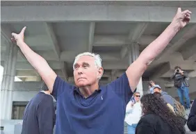  ?? JOSHUA PREZANT/AFP VIA GETTY IMAGES ?? Roger Stone outside a courthouse in Fort Lauderdale, Fla., in 2019.