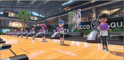  ?? NINTENDO ?? The bowling segment of “NIntendo Switch Sports” offers varied (and often unusual) versions of the game.