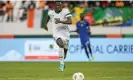 ?? ?? Zambia’s Patson Daka in action against Tanzania. Photograph: Sia Kambou/AFP/ Getty Images