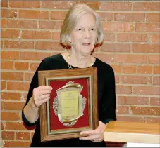  ?? Marc Hayot/Siloam Sunday ?? Mary Benjamin was the 202N Bill Foreman Hall of Fame inductee. Benjamin received her award at the banquet held on Thursday at 28 Springs. Benjamin served as chair of the Boys and Girls Club board of Western Benton County from 200NJ02.