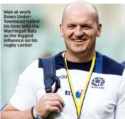  ??  ?? Man at work Down Under: Townsend hailed his time with the Warringah Rats as the biggest influence on his rugby career
