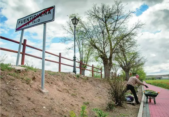  ?? GONZALO PÉREZ ?? Un jardinero trabaja a la salida del municipio