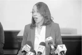  ?? SARAH ESPEDIDO ?? Orange-Osceola State Attorney Aramis Ayala on Friday speaks about her removal from the Nicole Montalvo homicide case.