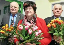  ?? TOBIAS SCHUBERT ?? Günter Halbauer (von links), Angelika Geilert und Siegfried Ott, die bei der Feier geehrt wurden.