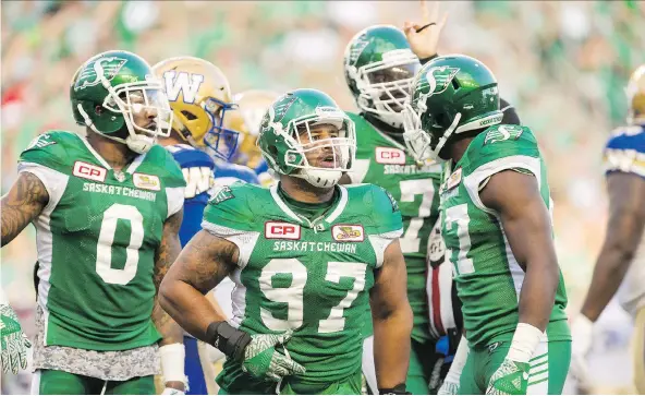  ?? MICHAEL BELL ?? The Saskatchew­an Roughrider­s value the versatilit­y of defensive lineman Eddie Steele, who also serves as a backup offensive lineman and lines up on special teams.