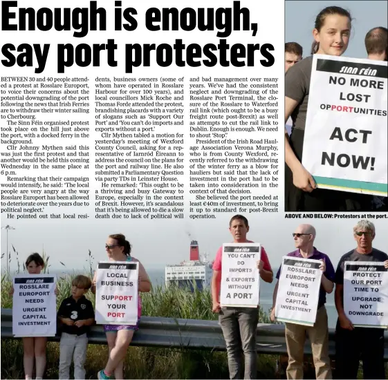  ??  ?? ABOVE AND BELOW: Protestors at the port.