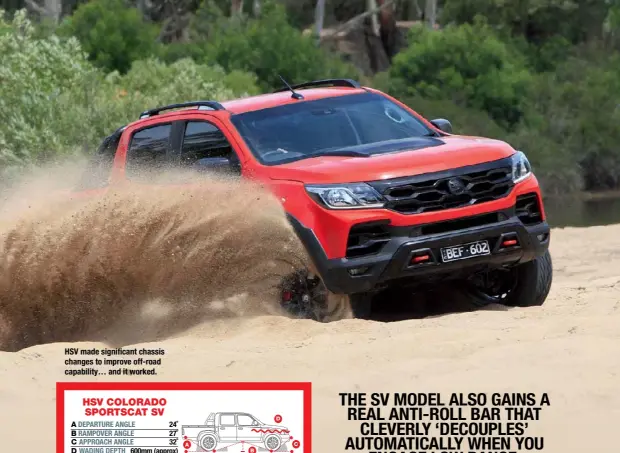  ??  ?? HSV made significan­t chassis changes to improve off-road capability… and it worked.