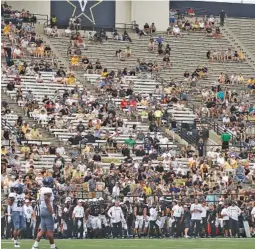  ?? AP FILE PHOTO/MARK HUMPHREY ?? Vanderbilt Stadium will be home away from home for Virginia today when the Cavaliers and Ohio meet. The game was moved earlier in the week with Hurricane Florence bearing down on the Mid-Atlantic Region.