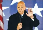  ?? AP PHOTO/DAVID J. PHILLIP ?? Inaugural Committee chairman Tom Barrack speaks at a pre-Inaugural “Make America Great Again! Welcome Celebratio­n” at the Lincoln Memorial in Washington in 2017.