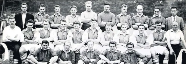  ??  ?? ■ Brush Sports FC Brown’s Lane.
It looks like Fred Sharman is on the middle row, second in from the left.
There is also a very youthful Stan Hodges on the same row, sixth in from the left. Photo kindly supplied by Dave Kirkby.