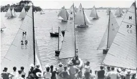  ??  ?? Mullet boats under sail during a 1949 regatta off Westhaven. Many yachties honed their skills in this class of boat during the past century.